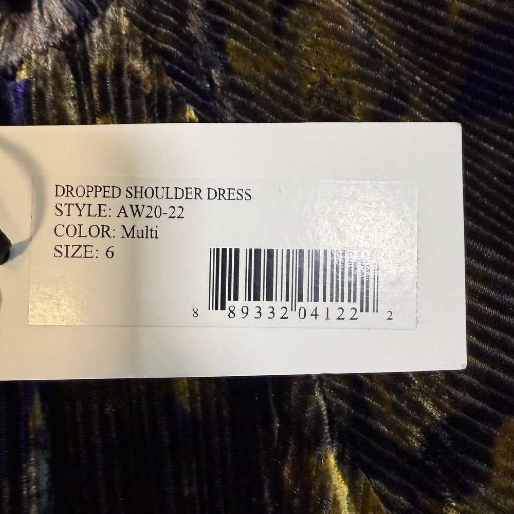 NWT Sea New York Dress Dogwood Dropped Shoulder Velvet Midi 6 Dark Floral Fall - Picture 8 of 13